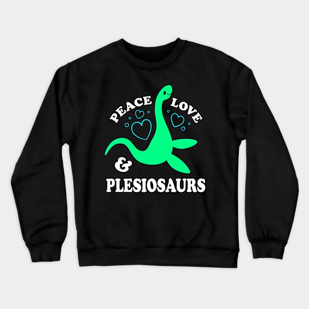 Peace, Love, & Plesiosaurs Crewneck Sweatshirt by dreambeast.co